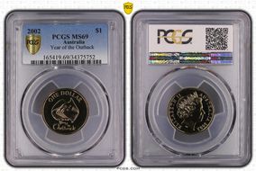 2002 $1 Year of the Outback MS69