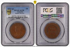 1922 (p) 1D Indian Obverse AU58BN