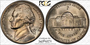 1942-P 5C Silver MS66+ FS