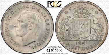 1951(m) Florin KM-48  Ag MS64