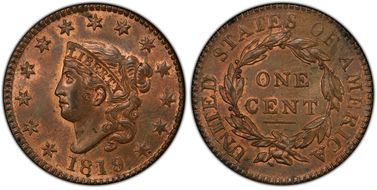 1819/8 1C Newcomb 1 MS64RB