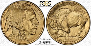 2017 $50 American Buffalo .9999 Fine Gold First Strike MS70