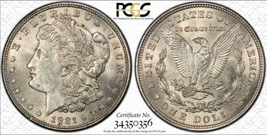 1921 $1 Morgan MS62