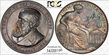 1893 AR Medal JK-AC-37, Benjamin Harrison SP63