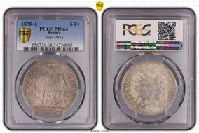1875-A 5 Fr Gad-745a F-334 MS64