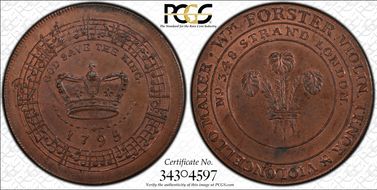 1795 Tk 1/2D DH-302 Middlesex, Forster's MS64RB