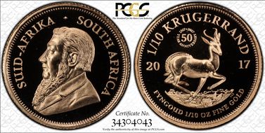 2017 1/10 KR 50th Anniv. Krugerrand PR70DCAM