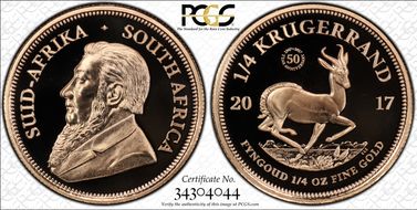 2017 1/4 KR 50th Anniv. Krugerrand PR70DCAM
