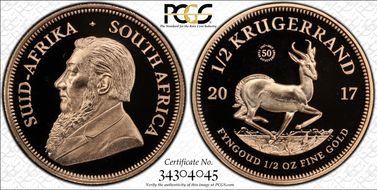 2017 1/2 KR 50th Anniv. Krugerrand PR69DCAM