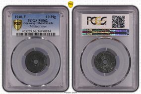 1940-F 10 Pfg Military Issue MS62