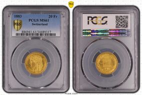 1883 20 Fr KM-31.1  Au MS61
