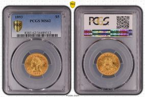 1893 $5 MS62