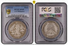 1912-S Peso KM-172  Ag XF45