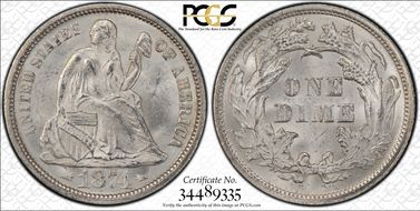 1874 10C Arrows MS64