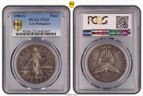 1906-S Peso KM-168  Ag VF25