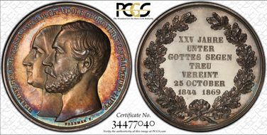 1869 Medal Weinm-102 Ag SP64