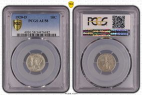 1920-D 10C AU58