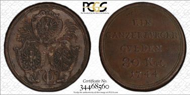 1744 80 Kr Kellner-424 Erlanger-892 AU50BN