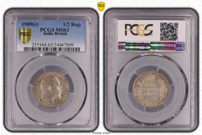1909(C) 1/2 Rup SW-7.68 MS63