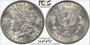 1901 $1 Doubled Die Reverse AU58