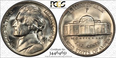 1942-P 5C Silver MS66