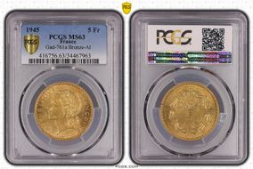 1945 5 Fr Gad-761a F-337 Br-Al MS63