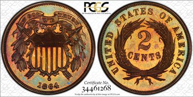1864 2C Small Motto PR65BN