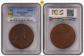 1805 Medal Bramsen-409 Bronzed AE Pope's Visit to the Mint SP63