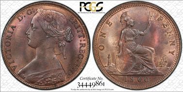 1860 1D S-3954 2/D L.C. WYON LCW(s) TB/TB MS65RB