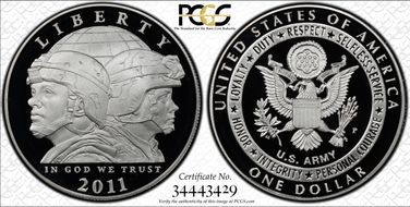 2011-P $1 United States Army PR69DCAM