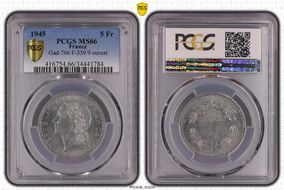 1945 5 Fr Gad-766 F-339 9 ouvert MS66