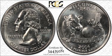 2004-D 25C Wisconsin Extra Leaf High MS65