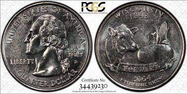 2004-D 25C Wisconsin Extra Leaf Low MS63