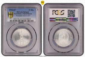1934-F 5 Mk Potsdam N/D J-357 MS63