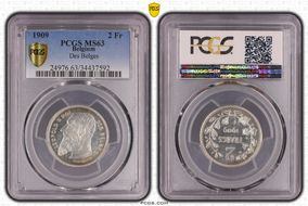 1909 2 Fr BELGES MS63