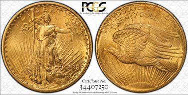 1908 $20 No Motto MS63