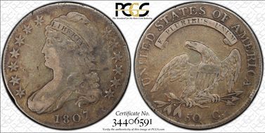 1807 50C O-114, Large Stars VF20