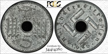 1940-A 5 Pfg Military Issue MS61