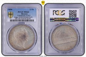 1854 2 Th KM-845.1 Exhibition Edge-VEREINSMUNZE MS64