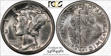 1942-S 10C MS65FB