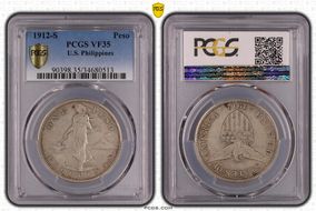 1912-S Peso KM-172  Ag VF35