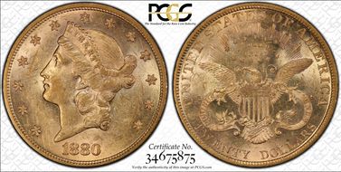 1880 $20 AU58
