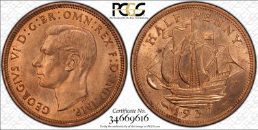 1937 1/2D S-4115 MS65RD