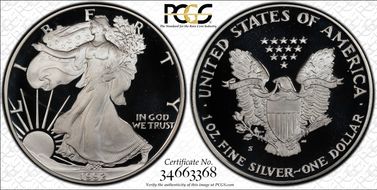 1992-S $1 Silver Eagle PR67DCAM