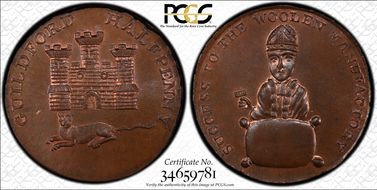 (c.1790) Tk 1/2D DH-9 Surrey, Guildford MS65BN