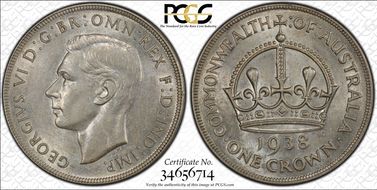 1938 Crown KM-34  Ag AU58