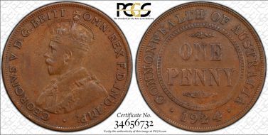 1924 (s) 1D Indian obverse VF20BN