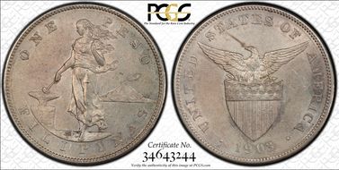 1903-S Peso KM-168  Ag AU58