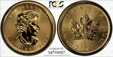 2016 $5 Maple Leaf Au MS69