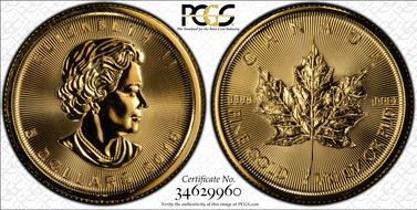 2016 $5 Maple Leaf Au MS68